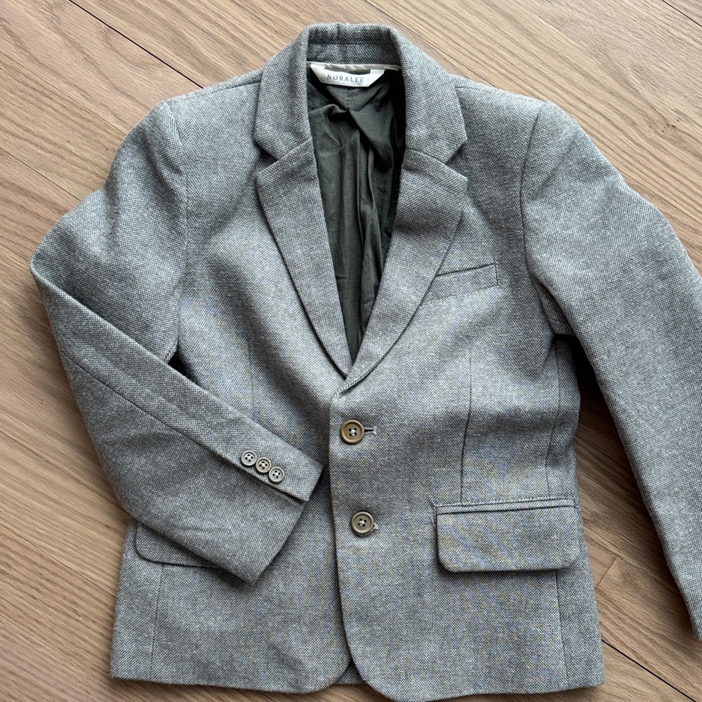 Gray Blazer with Button Details - 100% Cotton Tweed - Size 4
